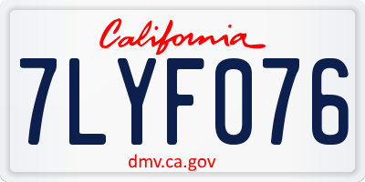 CA license plate 7LYF076