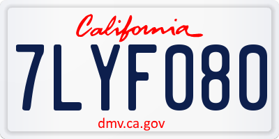 CA license plate 7LYF080