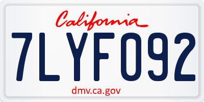 CA license plate 7LYF092