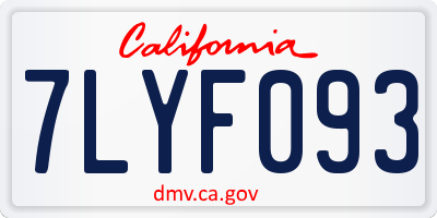 CA license plate 7LYF093