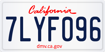 CA license plate 7LYF096