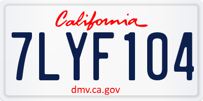 CA license plate 7LYF104