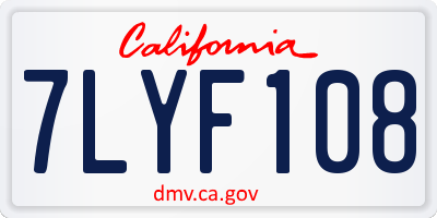 CA license plate 7LYF108