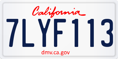 CA license plate 7LYF113