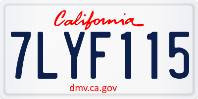 CA license plate 7LYF115