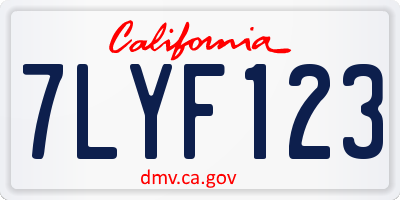CA license plate 7LYF123