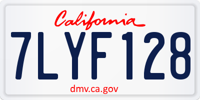 CA license plate 7LYF128