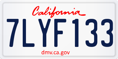 CA license plate 7LYF133