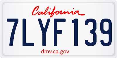 CA license plate 7LYF139