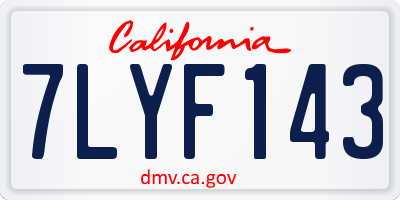 CA license plate 7LYF143