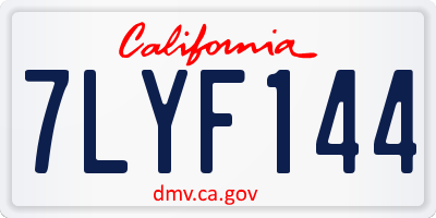 CA license plate 7LYF144