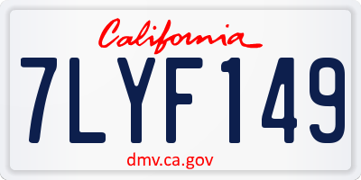 CA license plate 7LYF149