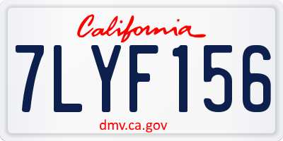 CA license plate 7LYF156