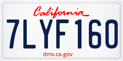 CA license plate 7LYF160