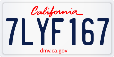 CA license plate 7LYF167