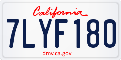 CA license plate 7LYF180
