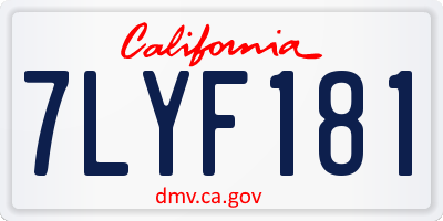 CA license plate 7LYF181