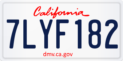 CA license plate 7LYF182