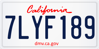 CA license plate 7LYF189
