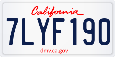CA license plate 7LYF190