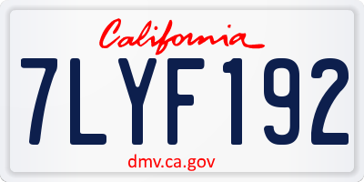 CA license plate 7LYF192