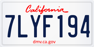 CA license plate 7LYF194