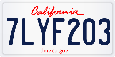 CA license plate 7LYF203