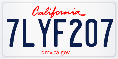 CA license plate 7LYF207