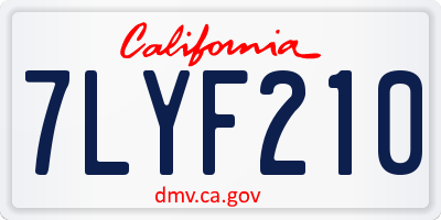 CA license plate 7LYF210