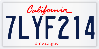 CA license plate 7LYF214