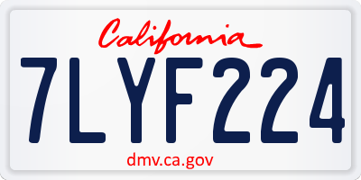 CA license plate 7LYF224