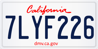 CA license plate 7LYF226