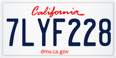 CA license plate 7LYF228