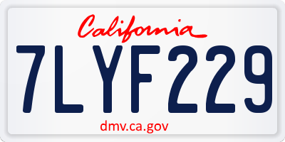 CA license plate 7LYF229