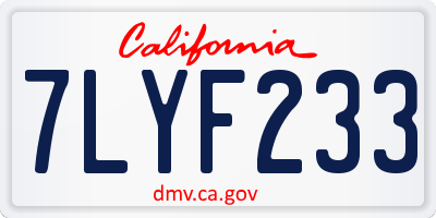 CA license plate 7LYF233