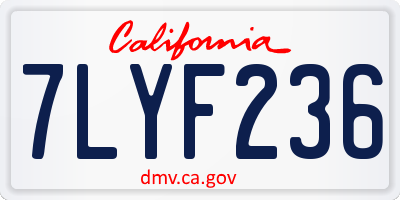 CA license plate 7LYF236