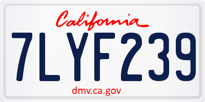 CA license plate 7LYF239