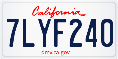 CA license plate 7LYF240