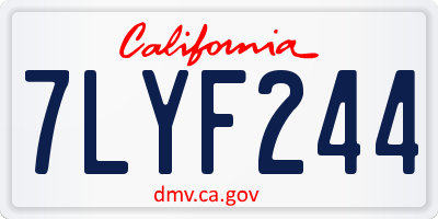 CA license plate 7LYF244