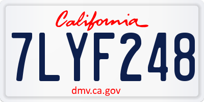 CA license plate 7LYF248