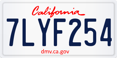 CA license plate 7LYF254