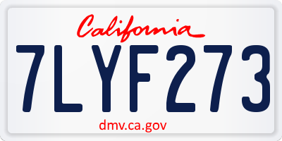 CA license plate 7LYF273