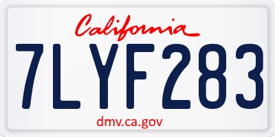 CA license plate 7LYF283