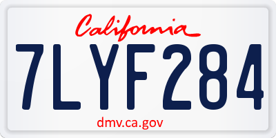 CA license plate 7LYF284