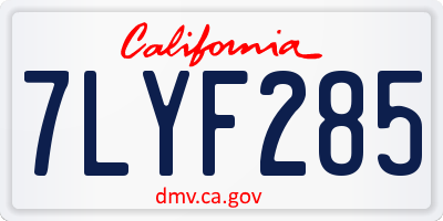 CA license plate 7LYF285