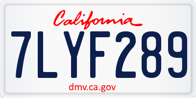 CA license plate 7LYF289
