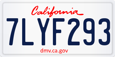 CA license plate 7LYF293