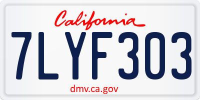 CA license plate 7LYF303