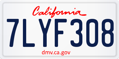 CA license plate 7LYF308