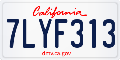 CA license plate 7LYF313